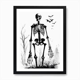 Vintage Halloween Gothic Skeleton Painting (10) Art Print