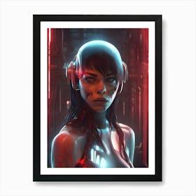 Futuristic Girl With Headphones Art Print