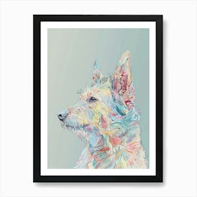 Pencil Crayon Colourful Dog Illustration Art Print