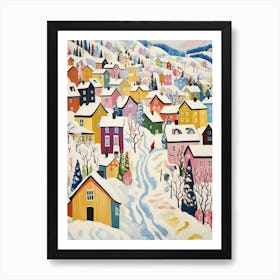 Winter Snow Lillehammer   Norway Snow Illustration 2 Art Print