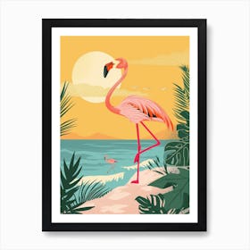 Greater Flamingo Argentina Tropical Illustration 5 Art Print