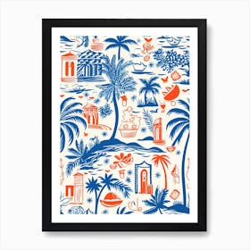 Playa Del Carmen Mexico, Inspired Travel Pattern 3 Art Print