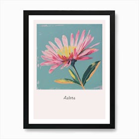 Asters 2 Square Flower Illustration Poster Art Print