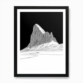 Cadair Idris Mountain Line Drawing 7 Art Print
