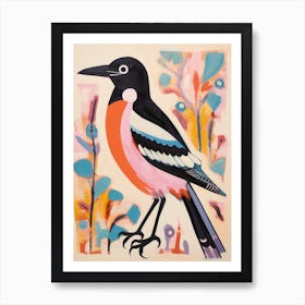 Pink Scandi Magpie 2 Art Print