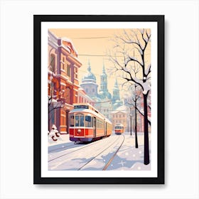 Vintage Winter Travel Illustration St Petersburg Russia 3 Art Print