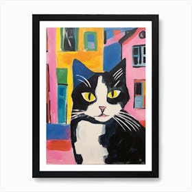 Painting Of A Cat In Turin Italy Art Print