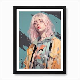 Billie Eilish Pastel Fashion Portrait 1 Art Print