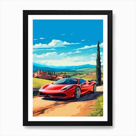 A Ferrari 458 Italia In The Tuscany Italy Illustration 3 Art Print
