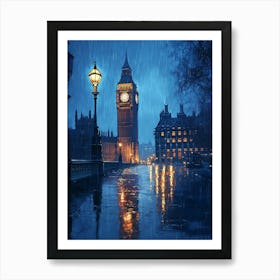 Fantasy Rainy Night In London 3 Art Print