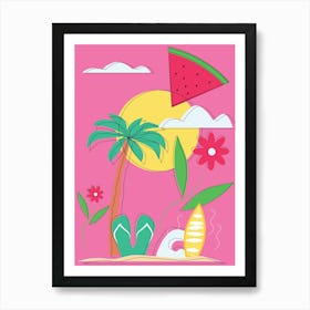 Ocean Watermelon Vibes Summer Art Print