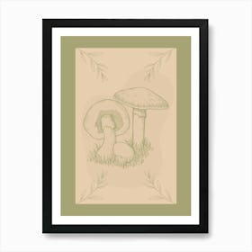 Mushrooms In The Grass Art Print