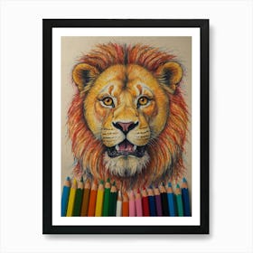 Lion Drawing Art Print