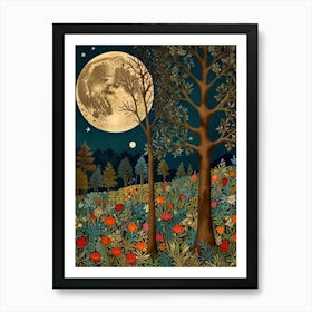 William Morris Moonlight In The Forest 91 Art Print