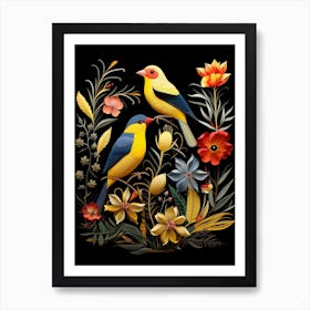 Folk Bird Illustration American Goldfinch 3 Art Print