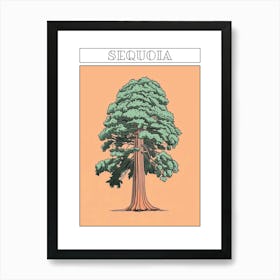 Sequoia Tree Minimalistic Drawing 3 Poster Art Print