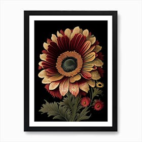 Gerbera 3 Floral Botanical Vintage Poster Flower Art Print