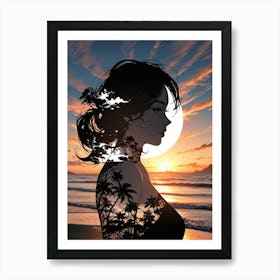 Sunset Portrait Of A Woman Art Print