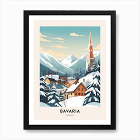 Vintage Winter Travel Poster Bavaria Germany 1 Art Print