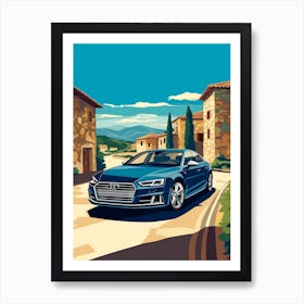 A Audi A4 In The Tuscany Italy Illustration 3 Art Print