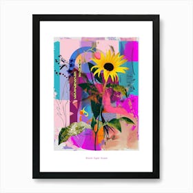 Black Eyed Susan 3 Neon Flower Collage Poster Art Print