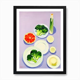 Broccoli Tablescape vegetable Art Print