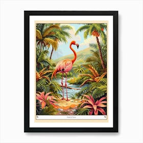 Greater Flamingo Pakistan Tropical Illustration 5 Poster Art Print