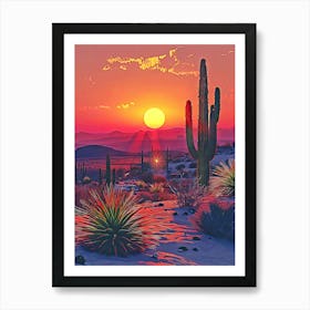 Cactus And Sun Art Print