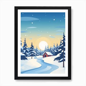 Retro Winter Illustration Lapland Finland 5 Art Print