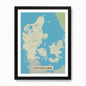 Denmark (Danmark) map poster art Art Print