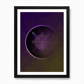 Geometric Neon Glyph on Jewel Tone Triangle Pattern 305 Art Print
