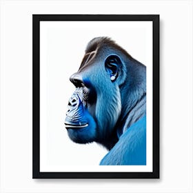 Side Profile Portrait Of A Gorilla Gorillas Decoupage 1 Art Print