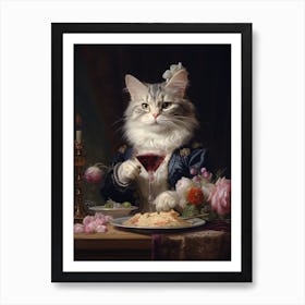 Cat Banqueting Rococo Stylejpg Art Print