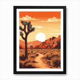  Retro Illustration Of A Joshua Trees In Mojave Desert 2 Art Print