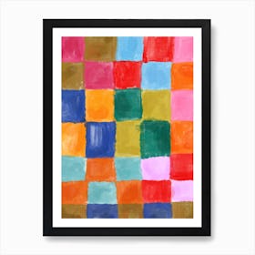 Hand-Painted Checkerboard Collage Art Print