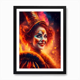 Clown in Fire 1 Art Print