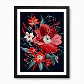 Floral Embroidery Design Art Print