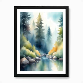 Watercolor Of A Forest 5 Art Print