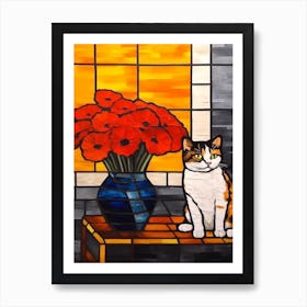 Marigold With A Cat 4 De Stijl Style Mondrian Art Print