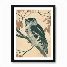 Northern Hawk Owl Vintage Illustration 1 Art Print