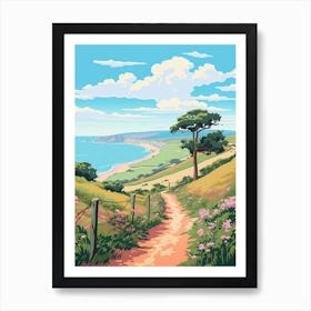 The South West Coast Path England 2 Hike Illustration Art Print