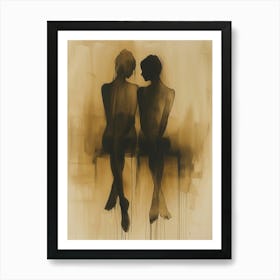 Two Women Sitting On A Bench 4 Art Print