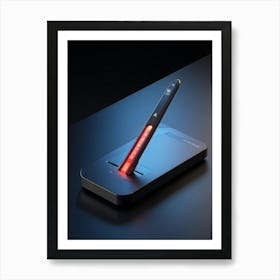 Pen With A Light On It Art Print