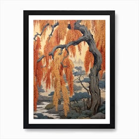 Weeping Willow 1 Vintage Autumn Tree Print  Art Print