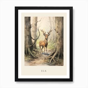 Beatrix Potter Inspired  Animal Watercolour Elk 4 Art Print
