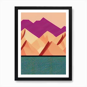 Purple Mountains Dusk Wood Block Peach Neutral Tones Art Print