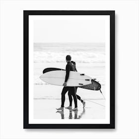 Surfer Couple - Cool B/W Surf Photography Art Print