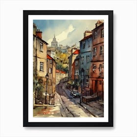 Painting Of Edinburgh Scotland In The Style Of Watercolour 1 Art Print