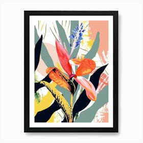 Colourful Flower Illustration Heliconia 4 Poster