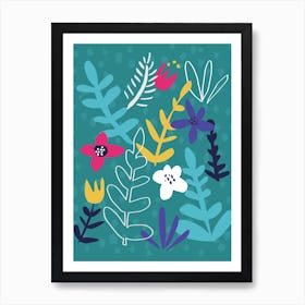 Flowers And Leaves Art Print